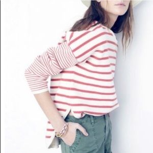Madewell striped curve hem sweater top wool/ cotton size small
